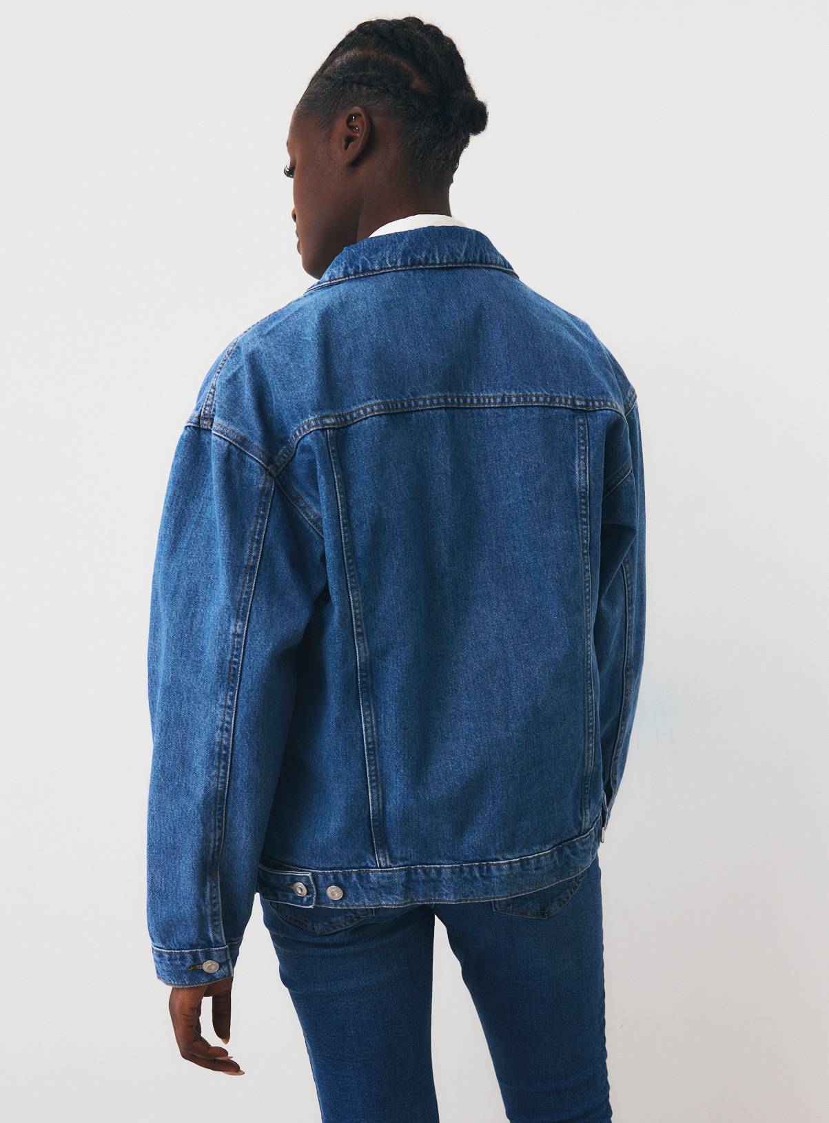 Mid Blue Denim Oversized Trucker Jacket 20 - Image 4